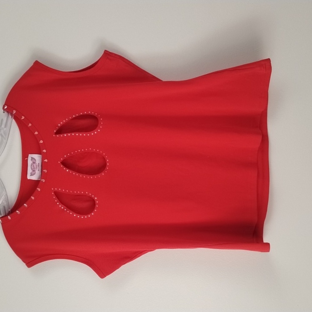 Babes Biker Wear USA Red Sleeveless Bling  Laconia Rally Week 2017 Cut Out Tee - Picture 3 of 13